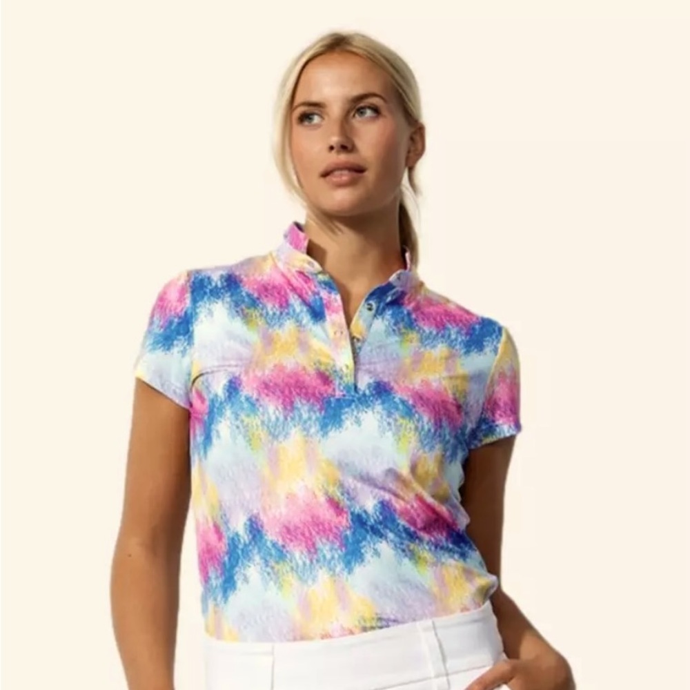 Daily Sports Vision Print Cap Sleeve Golf Polo Shirt